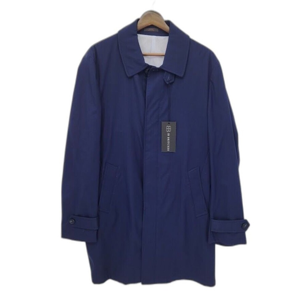 New JB Britches Prestige Collection Trench Coat Navy Hidden Button Front Medium